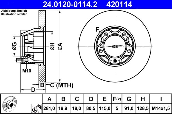 ATE Brake Disc 24.0120-0114.2