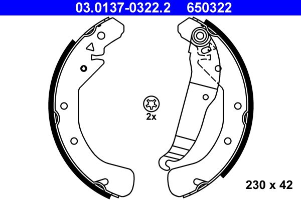 ATE Brake Shoe Set 03.0137-0322.2