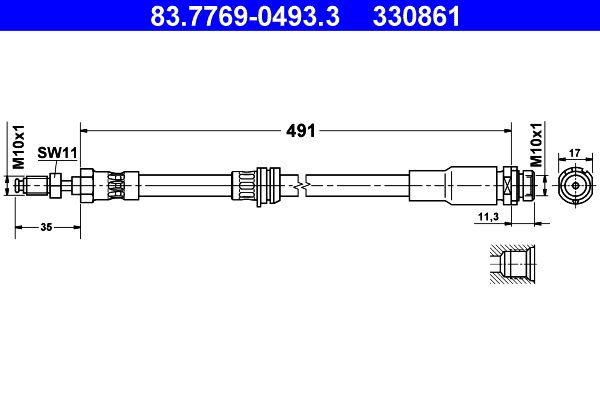 ATE Brake Hose 83.7769-0493.3