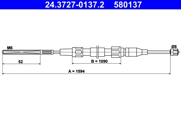 ATE Cable Pull, parking brake 24.3727-0137.2