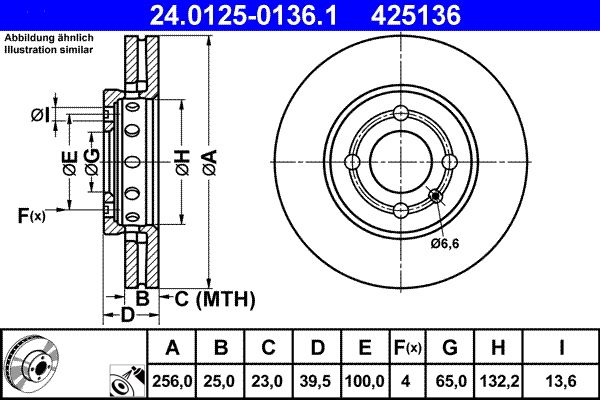 ATE Brake Disc 24.0125-0136.1