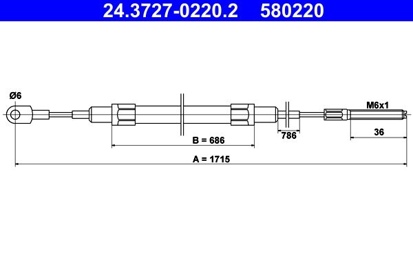 ATE Cable Pull, parking brake 24.3727-0220.2