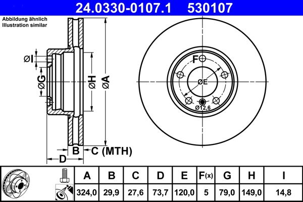 ATE Brake Disc 24.0330-0107.1
