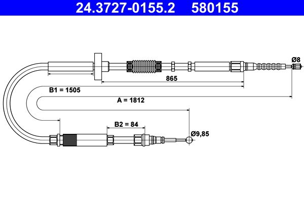 ATE Cable Pull, parking brake 24.3727-0155.2