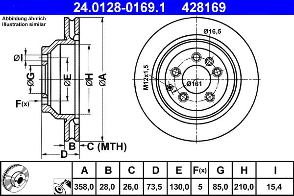 ATE Brake Disc 24.0128-0169.1