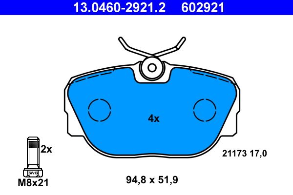 ATE Brake Pad Set, disc brake 13.0460-2921.2