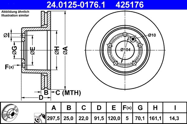 ATE Brake Disc 24.0125-0176.1