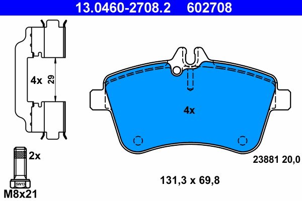 ATE Brake Pad Set, disc brake 13.0460-2708.2