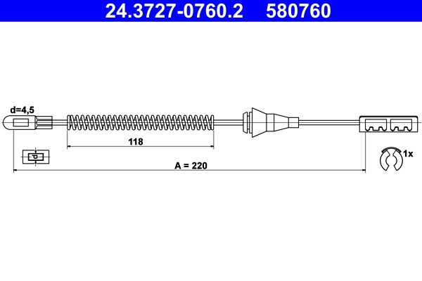 ATE Cable Pull, parking brake 24.3727-0760.2