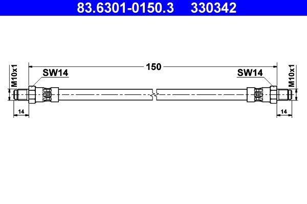 ATE Brake Hose 83.6301-0150.3