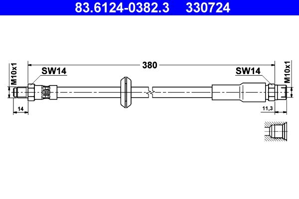 ATE Brake Hose 83.6124-0382.3