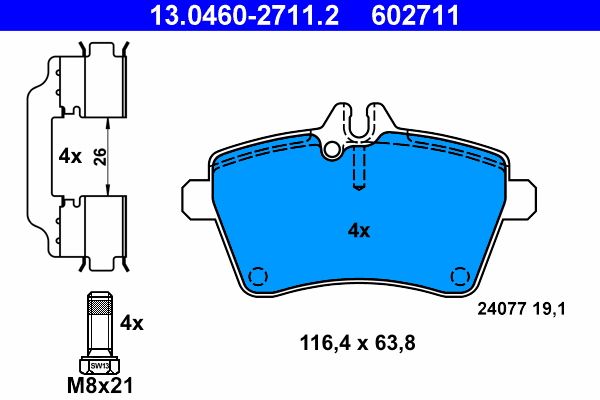 ATE Brake Pad Set, disc brake 13.0460-2711.2