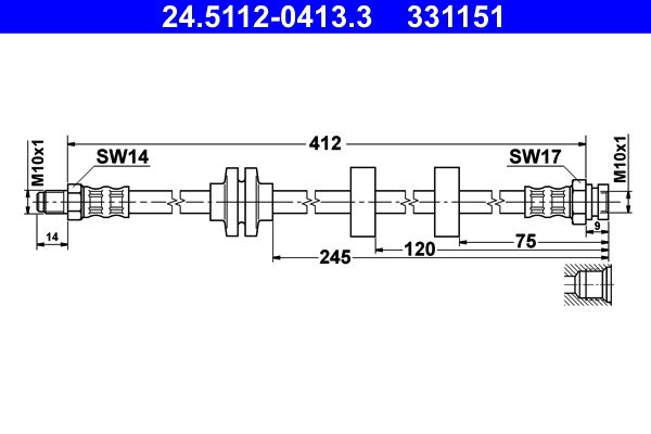 ATE Brake Hose 24.5112-0413.3