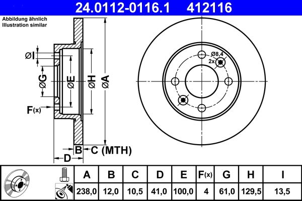 ATE Brake Disc 24.0112-0116.1