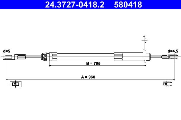 ATE Cable Pull, parking brake 24.3727-0418.2