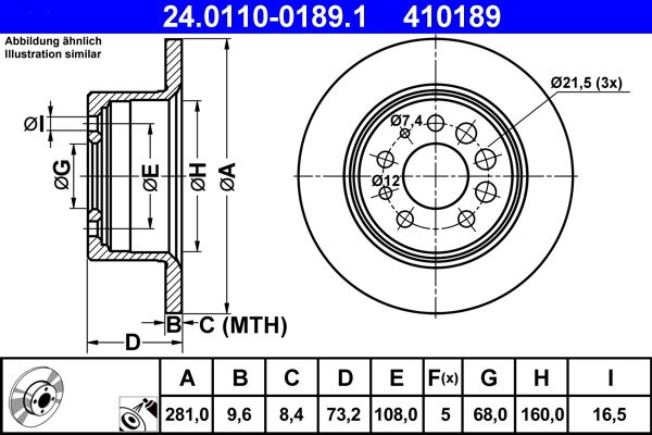 ATE Brake Disc 24.0110-0189.1