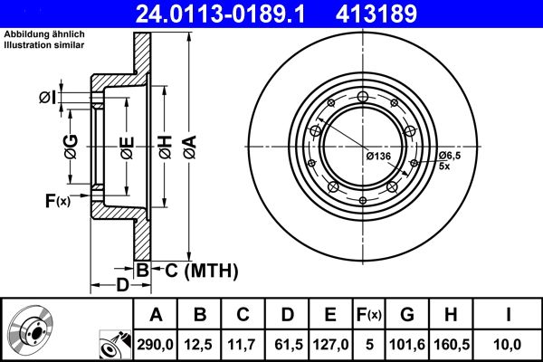 ATE Brake Disc 24.0113-0189.1
