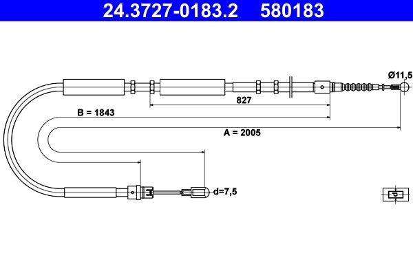 ATE Cable Pull, parking brake 24.3727-0183.2