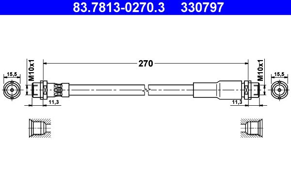 ATE Brake Hose 83.7813-0270.3