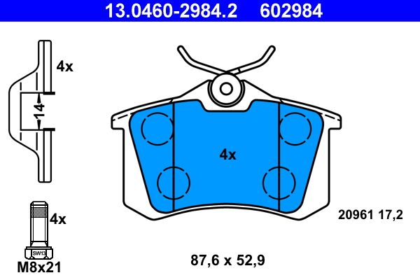 ATE Brake Pad Set, disc brake 13.0460-2984.2