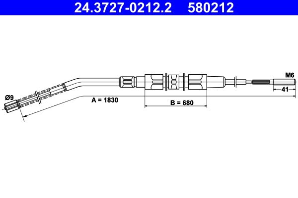 ATE Cable Pull, parking brake 24.3727-0212.2