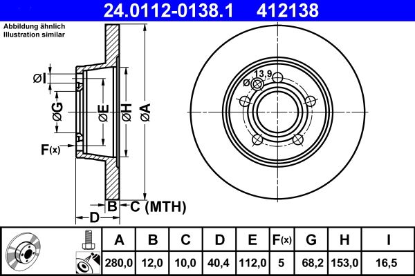ATE Brake Disc 24.0112-0138.1