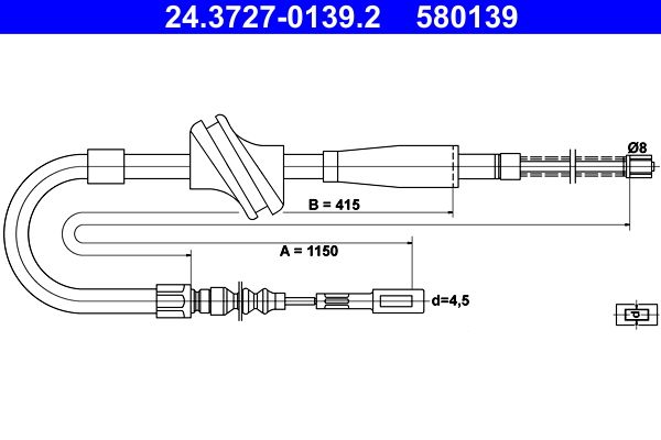 ATE Cable Pull, parking brake 24.3727-0139.2