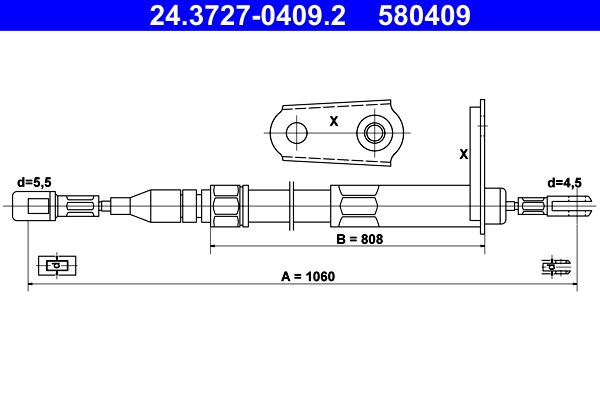 ATE Cable Pull, parking brake 24.3727-0409.2