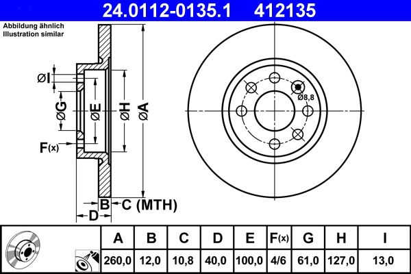 ATE Brake Disc 24.0112-0135.1