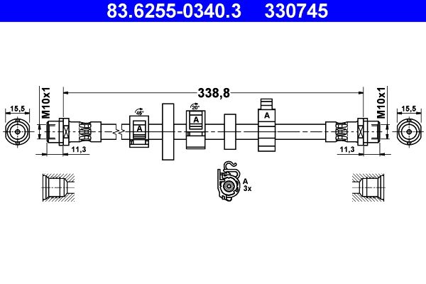 ATE Brake Hose 83.6255-0340.3