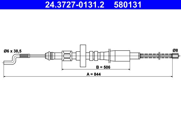 ATE Cable Pull, parking brake 24.3727-0131.2