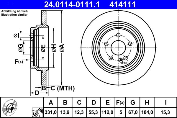 ATE Brake Disc 24.0114-0111.1