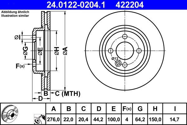 ATE Brake Disc 24.0122-0204.1