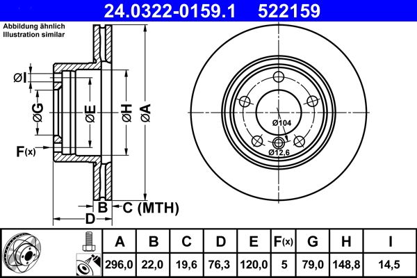 ATE Brake Disc 24.0322-0159.1