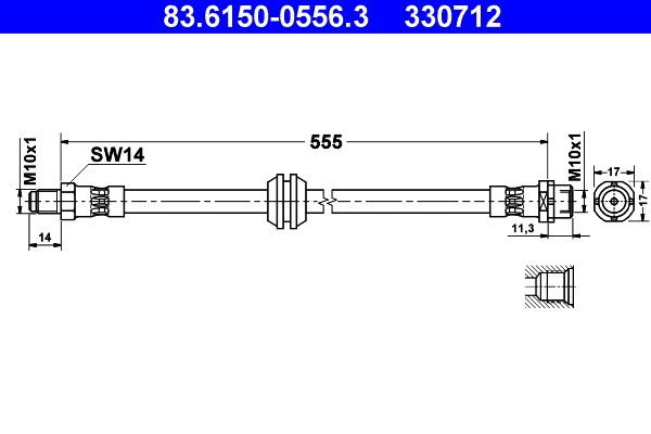 ATE Brake Hose 83.6150-0556.3