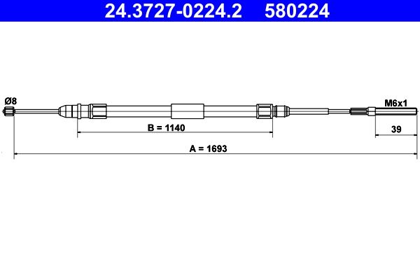 ATE Cable Pull, parking brake 24.3727-0224.2