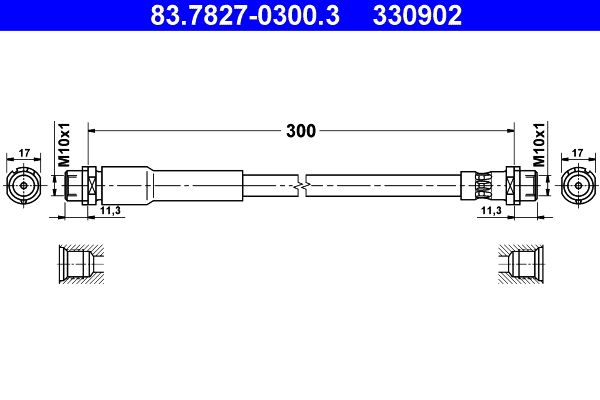 ATE Brake Hose 83.7827-0300.3