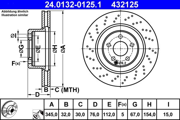 ATE Brake Disc 24.0132-0125.1