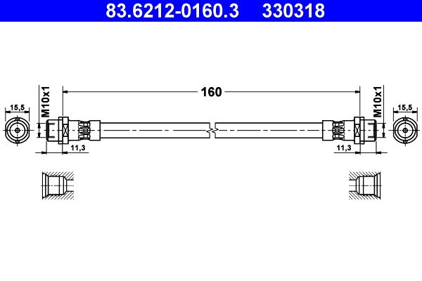 ATE Brake Hose 83.6212-0160.3