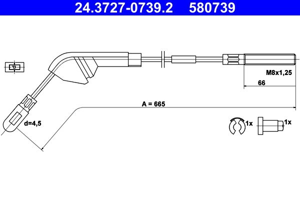 ATE Cable Pull, parking brake 24.3727-0739.2