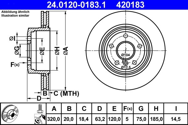 ATE Brake Disc 24.0120-0183.1