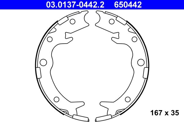 ATE Brake Shoe Set, parking brake 03.0137-0442.2