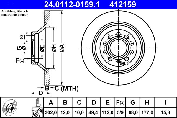 ATE Brake Disc 24.0112-0159.1