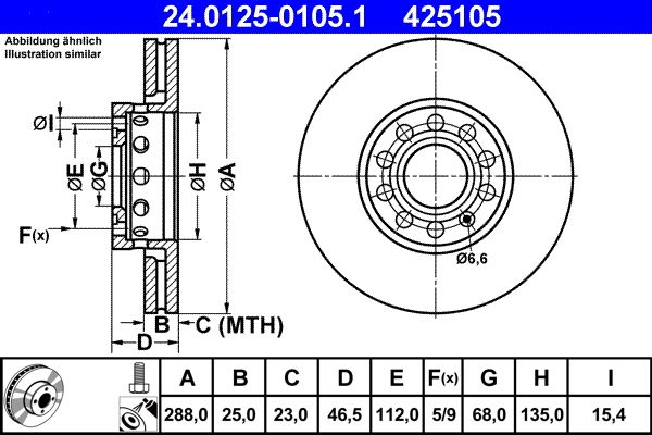 ATE Brake Disc 24.0125-0105.1