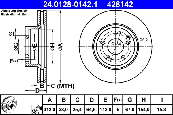 ATE Brake Disc 24.0128-0142.1