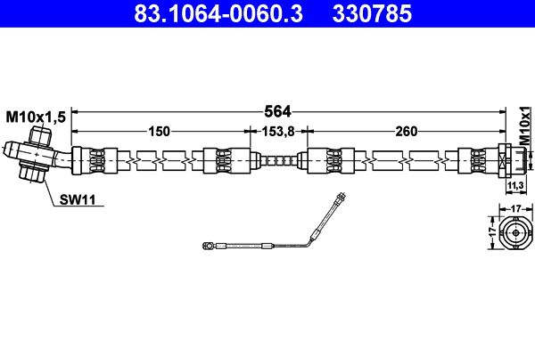 ATE Brake Hose 83.1064-0060.3