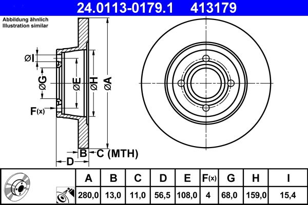 ATE Brake Disc 24.0113-0179.1