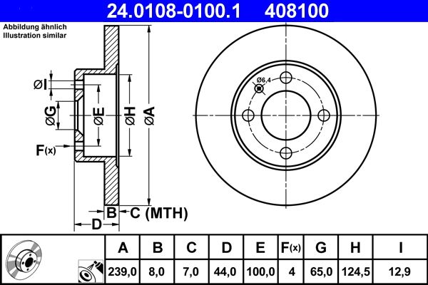 ATE Brake Disc 24.0108-0100.1