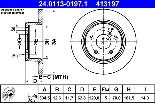 ATE Brake Disc 24.0113-0197.1