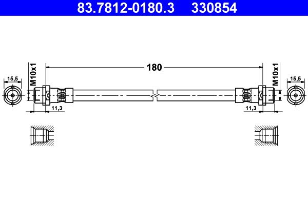 ATE Brake Hose 83.7812-0180.3